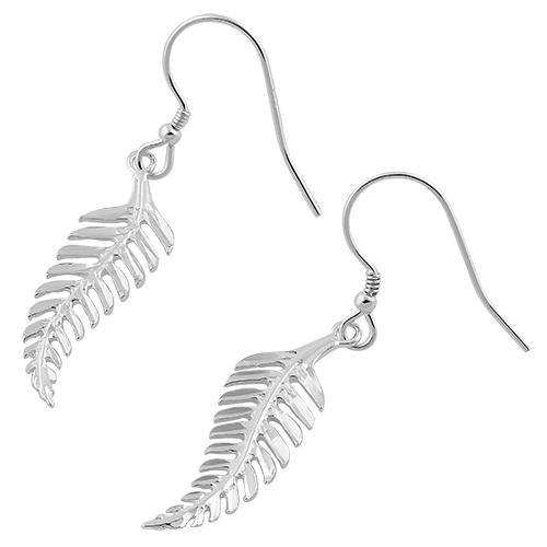 Sterling Silver Leaf Dangle Hook Earrings