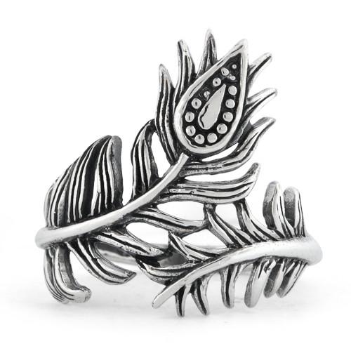 Sterling Silver Leaf Flower Ring