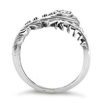 Sterling Silver Leaf Flower Ring