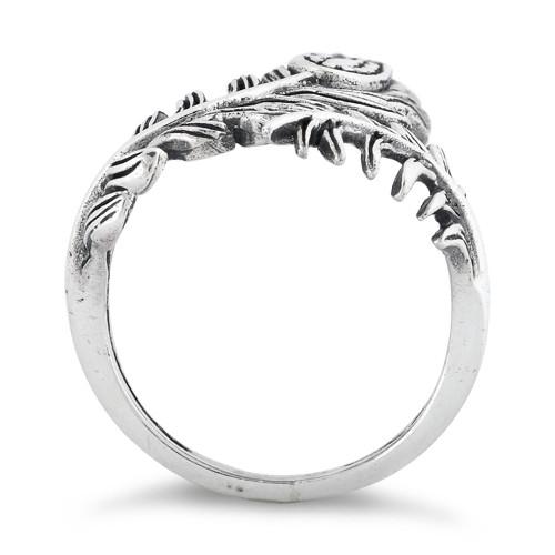 Sterling Silver Leaf Flower Ring