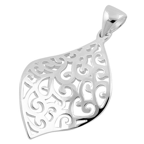 Sterling Silver Leaf Pattern Pendant