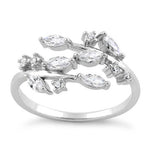 Sterling Silver Leaves CZ Ring