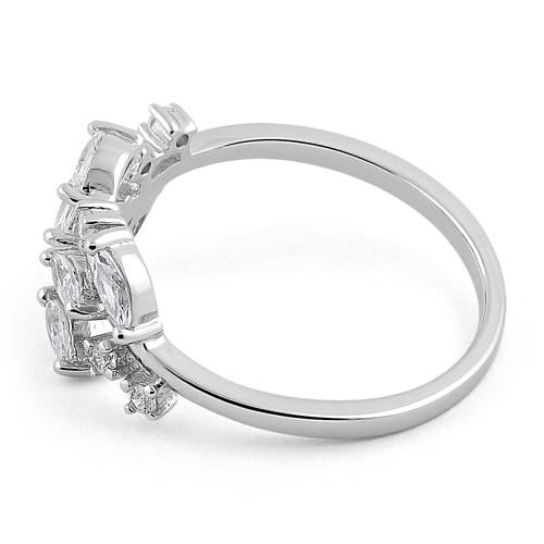 Sterling Silver Leaves CZ Ring