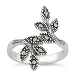 Sterling Silver Leaves Marcasite Ring