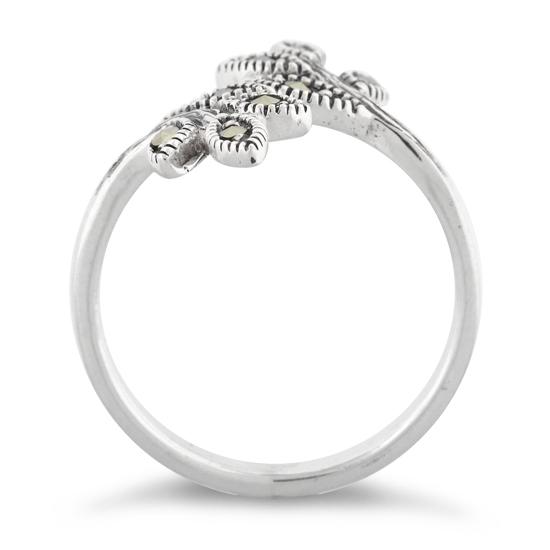 Sterling Silver Leaves Marcasite Ring