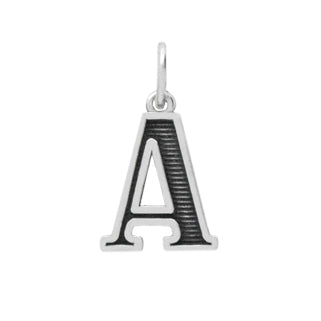 Sterling Silver Letter A Oxidized Pendant
