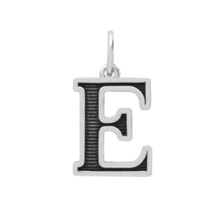 Sterling Silver Letter E Oxidized Pendant