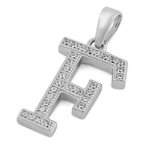 Sterling Silver Letter F CZ Pendant