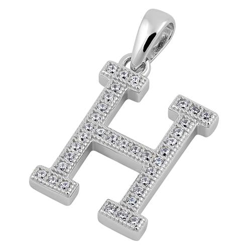 Sterling Silver Letter H CZ Pendant