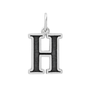 Sterling Silver Letter H Oxidized Pendant
