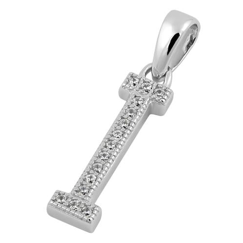 Sterling Silver Letter I CZ Pendant