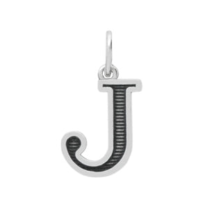 Sterling Silver Letter J Oxidized Pendant