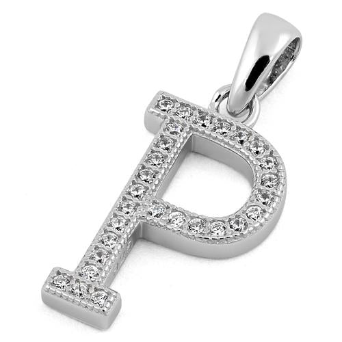 Sterling Silver Letter P CZ Pendant