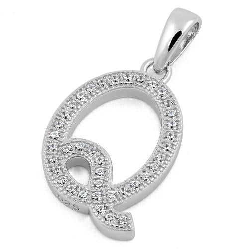 Sterling Silver Letter Q CZ Pendant