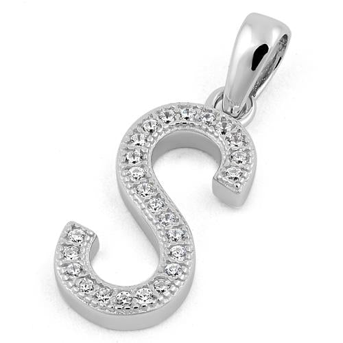 Sterling Silver Letter S CZ Pendant