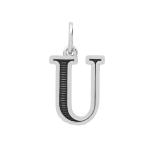 Sterling Silver Letter U Oxidized Pendant