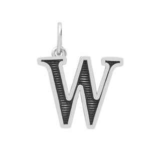 Sterling Silver Letter W Oxidized Pendant