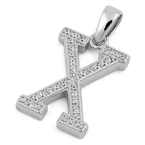 Sterling Silver Letter X CZ Pendant