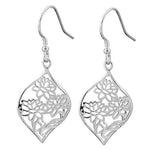 Sterling Silver Lotus Flower Hook Earrings