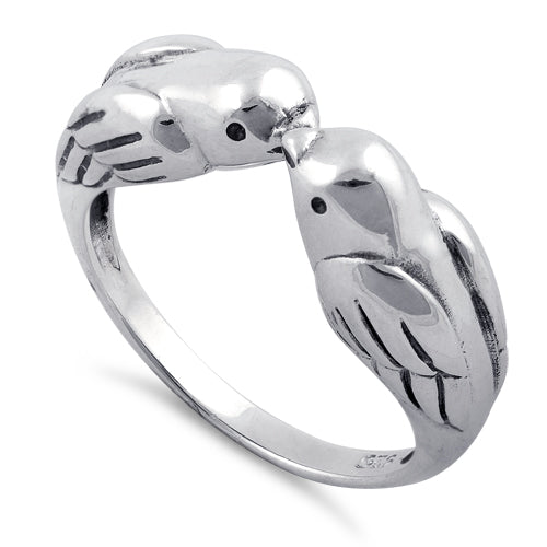 Sterling Silver Love Bird Kissing Ring