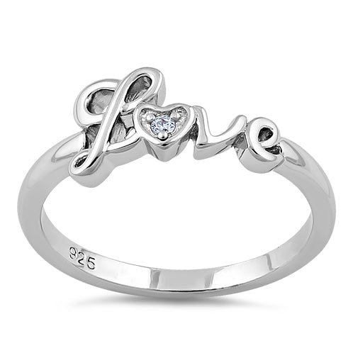 Sterling Silver Love CZ Ring
