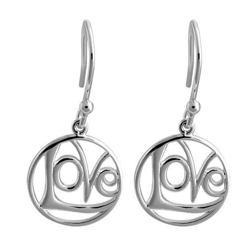 Sterling Silver "Love" Hook Earrings