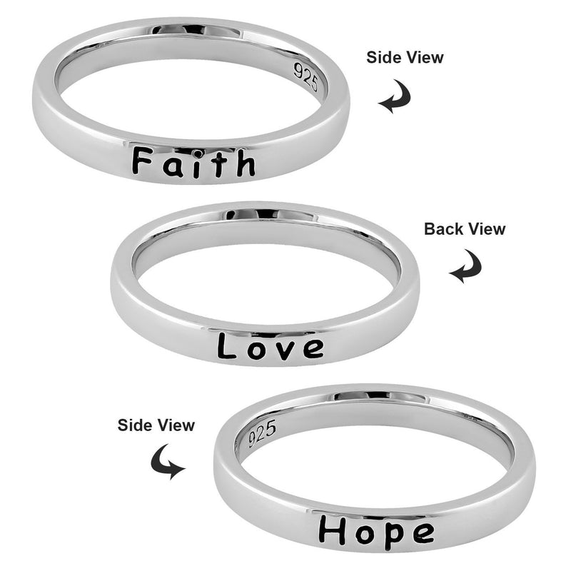 Sterling Silver "Love Hope Faith" Ring