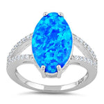 Sterling Silver Marquise Blue Lab-Opal Ring
