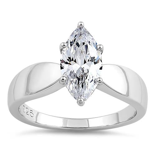 Sterling Silver Marquise Clear CZ Ring