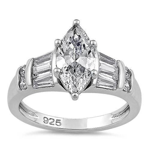 Sterling Silver Marquise Clear CZ Ring