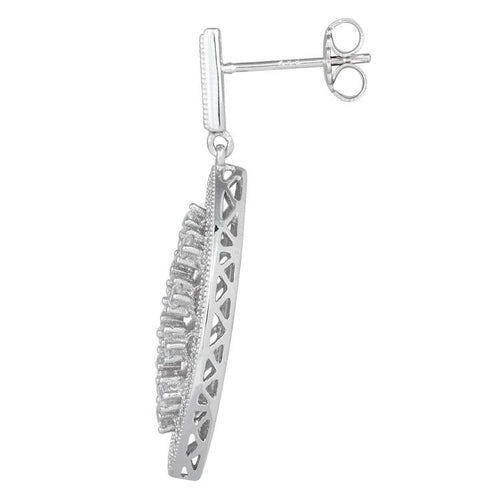 Sterling Silver Marquise CZ Dangle Earrings