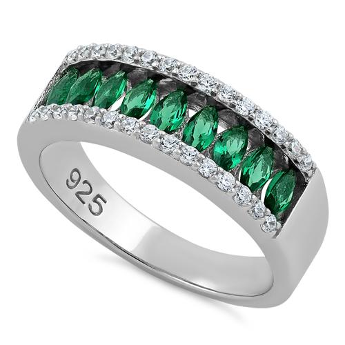 Sterling Silver Marquise Emerald CZ Ring