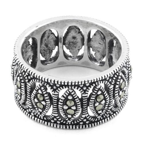 Sterling Silver Marquise Eternity Marcasite Band Ring