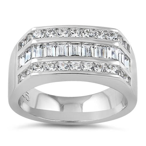 Sterling Silver Men's Engagement CZ Rings