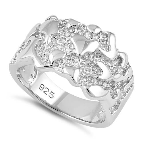 Sterling Silver Men's Nugget Design Ring for Sale