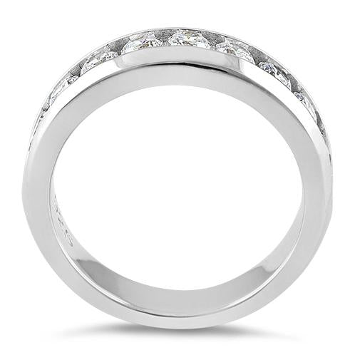 Sterling Silver Men's Wedding Band CZ Rings