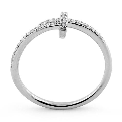 Sterling Silver Minimalist Abstract CZ Ring