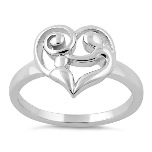 Sterling Silver Mom and Child Heart Ring