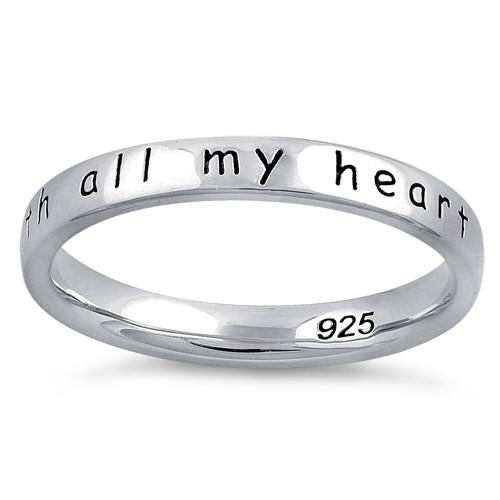 Sterling Silver "Mom,  I love you with all my heart" Ring