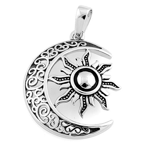 Sterling Silver Moon and Sun Celtic Pendant