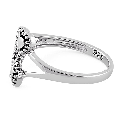 Sterling Silver Moon Star Heart Ring