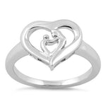 Sterling Silver Mother and Child Heart Ring