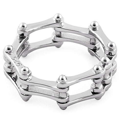 Sterling Silver Motorcycle Chain Ring