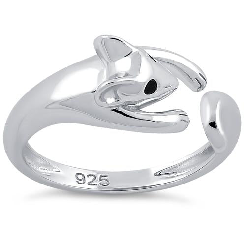 Sterling Silver Mouse Black CZ Ring