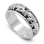 Sterling Silver Spinner Multiple Elephant on Band Ring