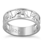 Sterling Silver Multiple Elephants Ring