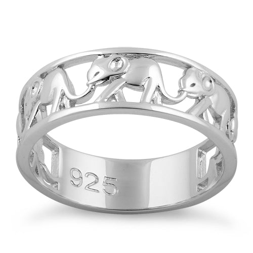 Sterling Silver Multiple Elephants Ring