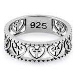 Sterling Silver Multiple Heart and Cross Ring