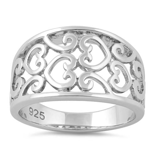 Sterling Silver Multiple Hearts Ring
