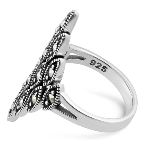 Sterling Silver Multiple Marquise Shape Marcasite Ring